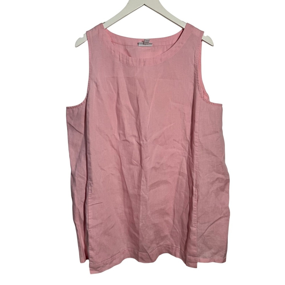 J.Jill Pure Jill 100% Linen Coastal Minimal Lagenlook Tunic Tank Top Pink XL